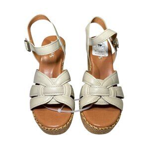Korks by Kork-Ease Dee Cream Platform Sandals Size 8 NWT Woven Basketweave Heel